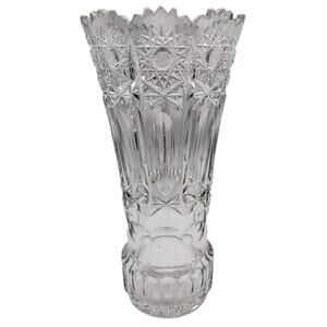 Vintage Cut Crystal American Brilliant Period Style Fluted Vase 8.5 Inches